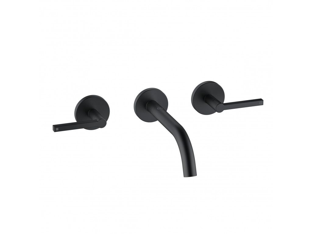 201443915 настенный смеситель для умывальника Puristic KLUDI NOVA FONTE матовый черный 