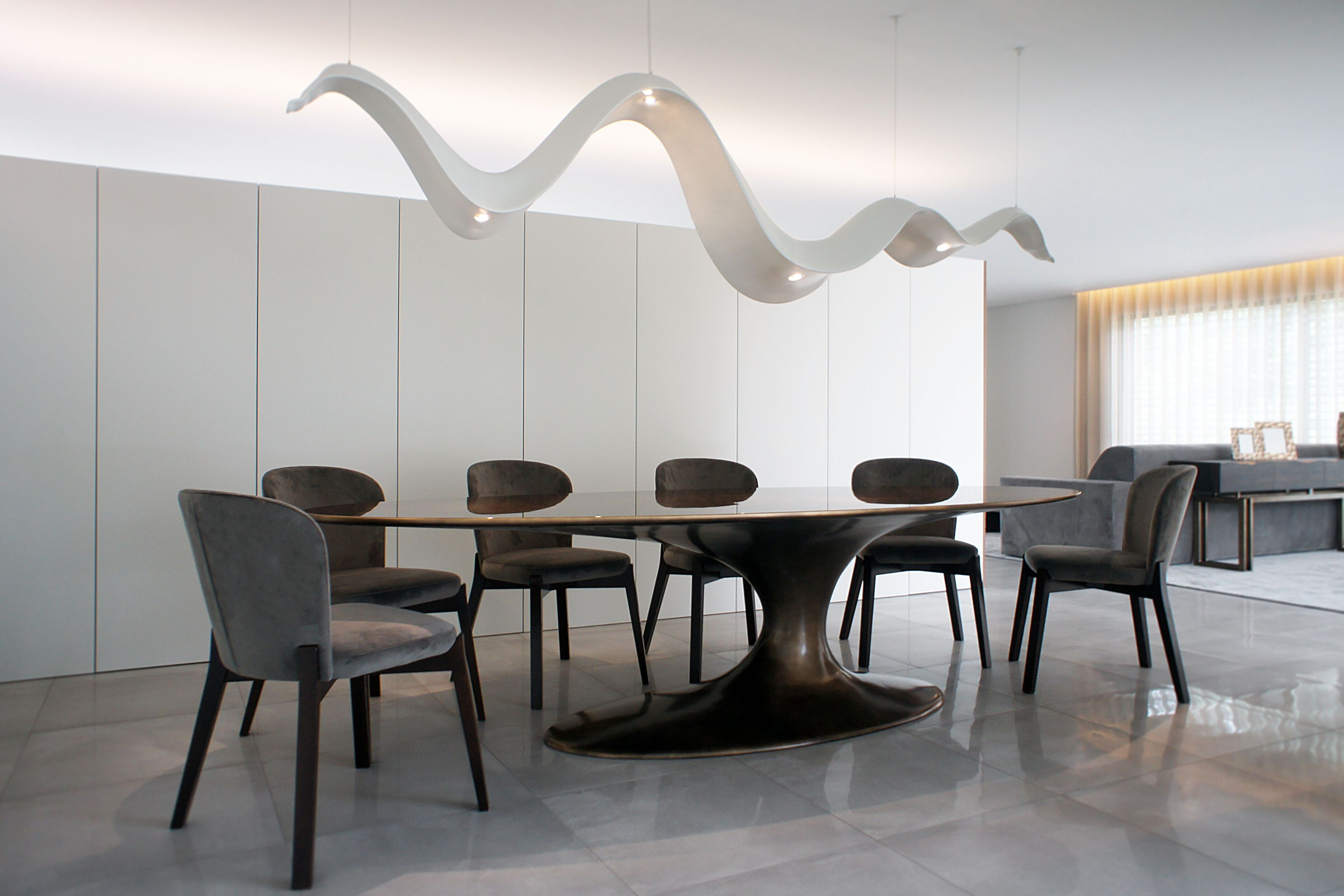 Овальный обеденный стол из стекловолокна и шпона GANSK JADE ARCH-00103800 - Вид №7