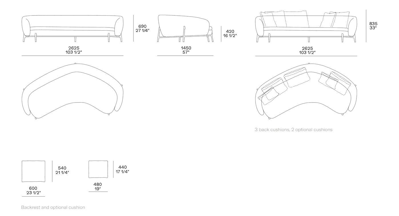 Кожаный изогнутый диван Poliform Orbis ARCH-00097950 - Вид №3