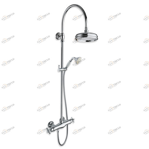 CRILD486 Внешний термостатический смеситель для душа с регулируемым верхним душем с защитой от накипи, гибким шлангом и ручным душем с защитой от накипи со штангой Cristina Rubinetterie 