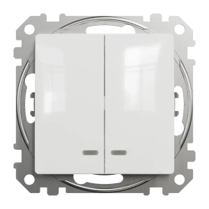Выключатель встраиваемый Systeme Electric Sedna Design 2 клавиши с подсветкой, цвет белый 84830243 STLM-2093141