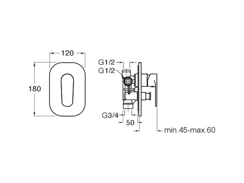 Однорычажный смеситель для душа с пластиной CRISTINA Rubinetterie OK@Y CRIOK649 ARCH-00139005 - Вид №2