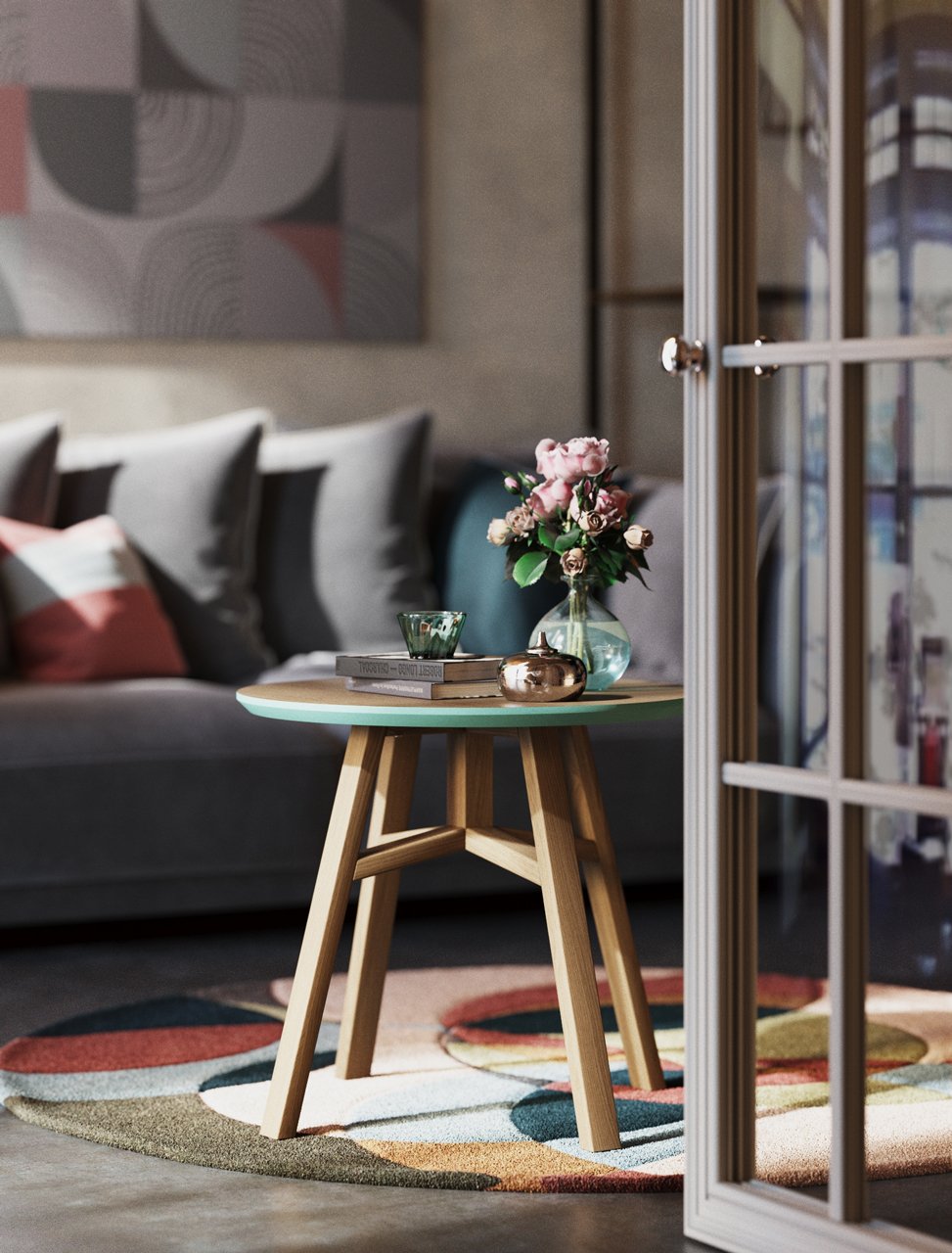 Приставной столик круглый дуб венге, кофейный 55 см Mack THE IDEA  210067 Венге;черный  - Вид №2