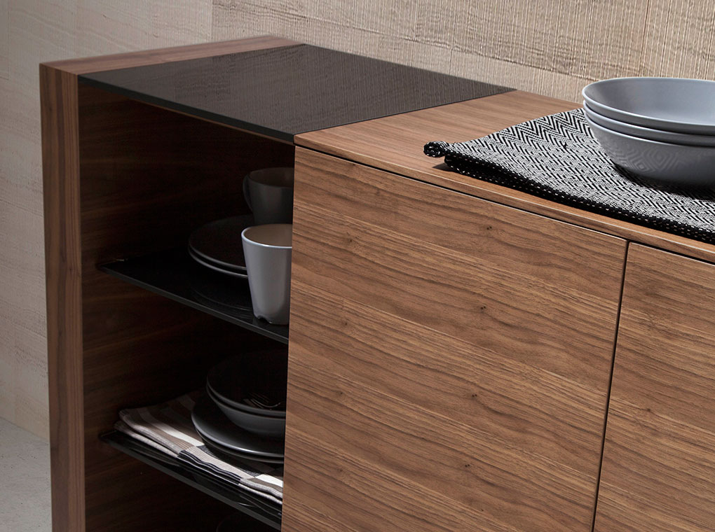 098830 Сервант MK1317A ореховый с черным стеклом Angel Cerda  - Вид №5