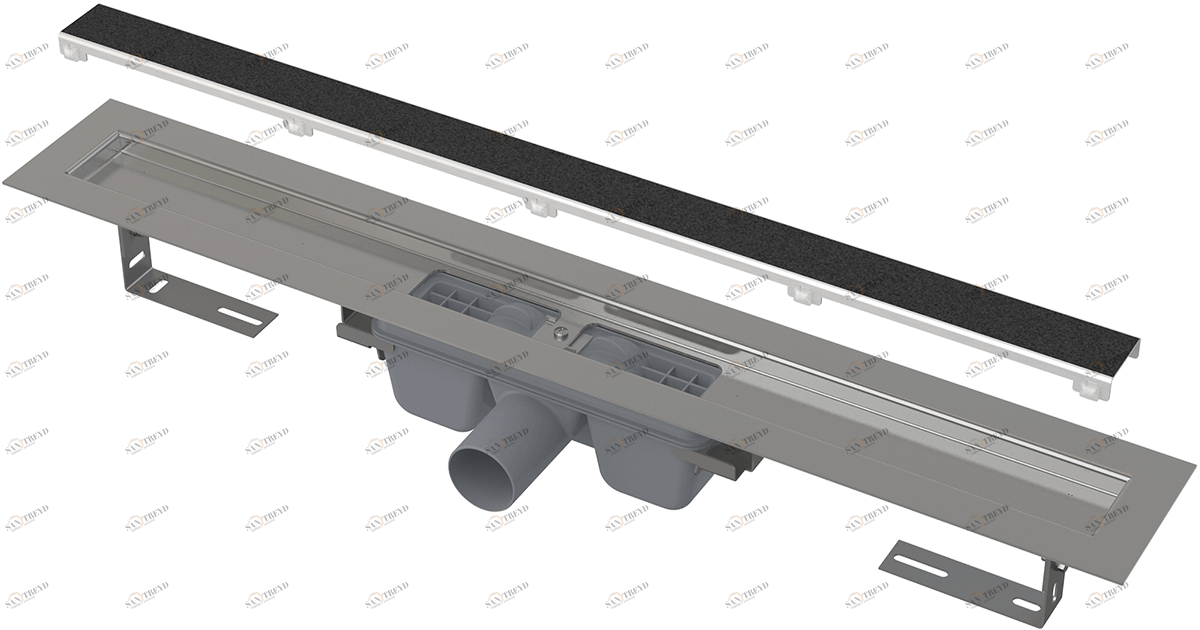 Водоотводящий желоб без порогами с решеткой под кладку плитки ALCAPLAST APZ15MARBLE