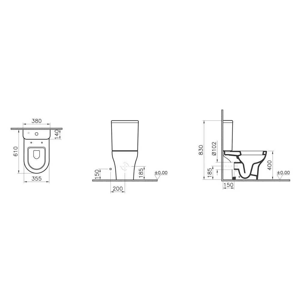 Унитаз-компакт Vitra Stern горизонтальный выпуск двойной слив 82634392 STLM-2185206 - Вид №9