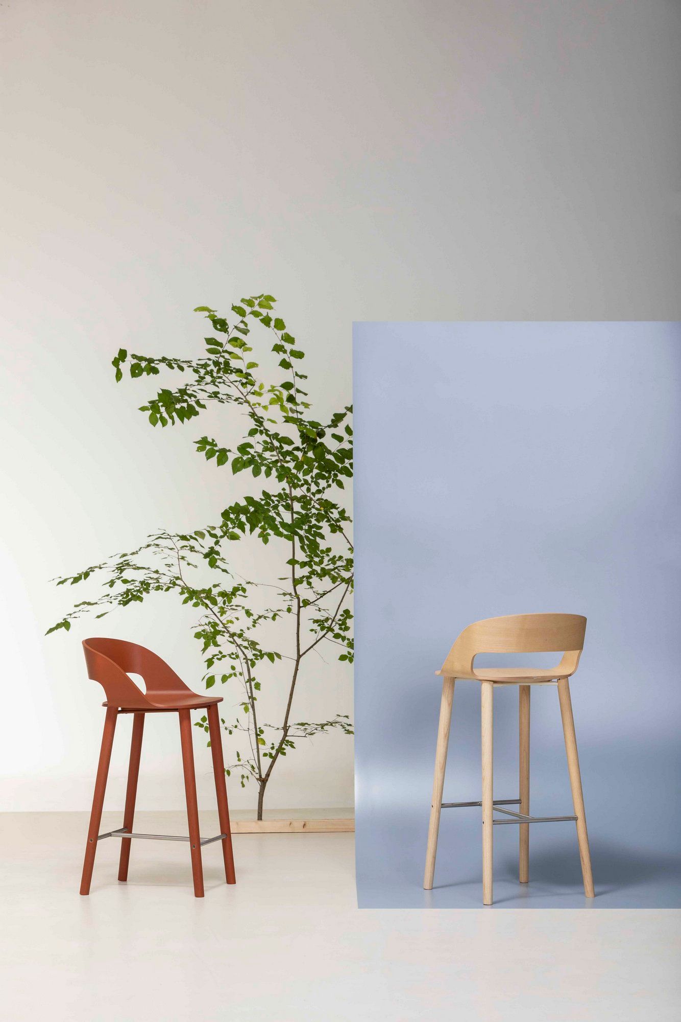 Высокий стул из ясеня с подставкой для ног Vergés Goose ARCH-00139189 - Вид №4