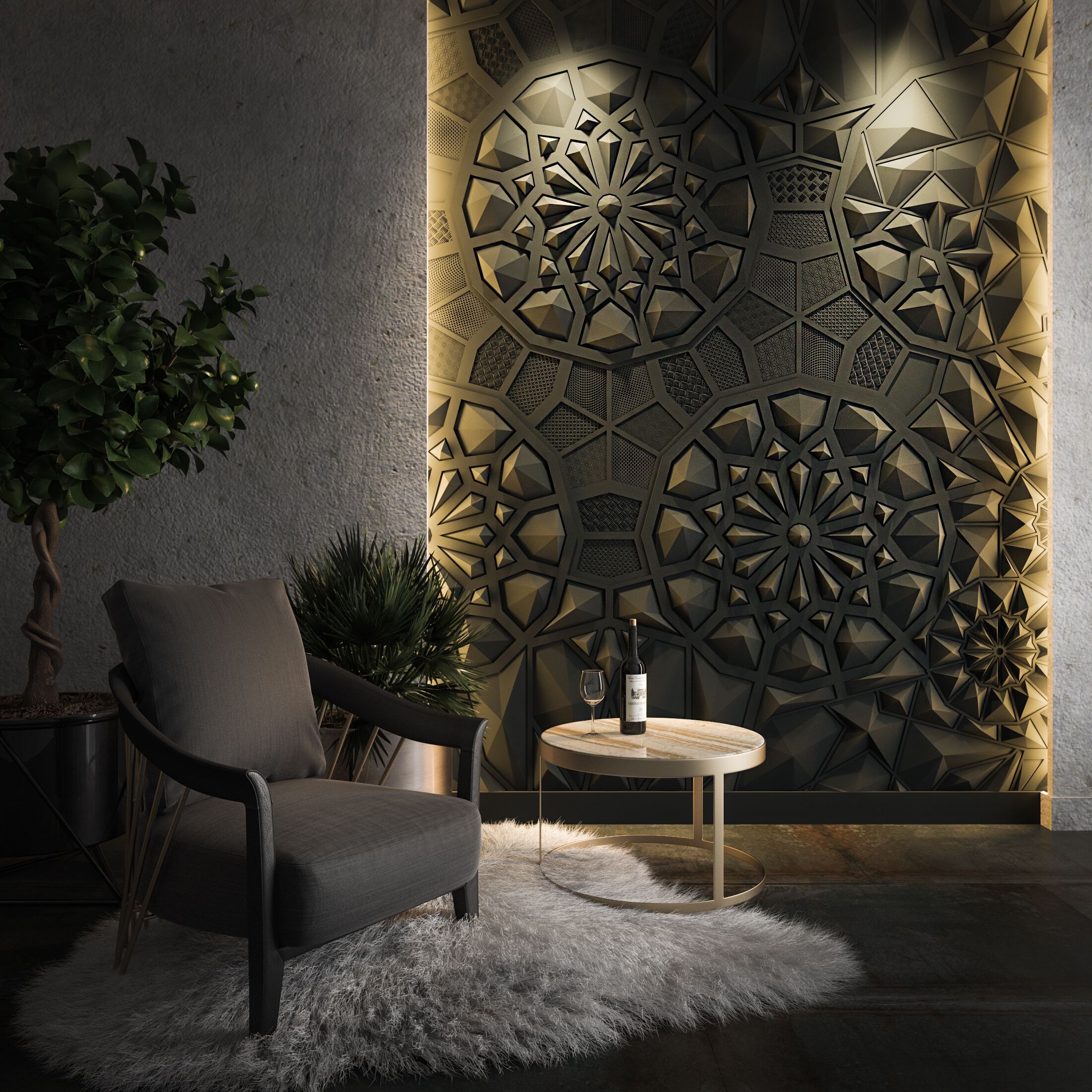 Трехмерная декоративная гипсовая панель WallDeco DIAMOND ARCH-00111884 - Вид №1