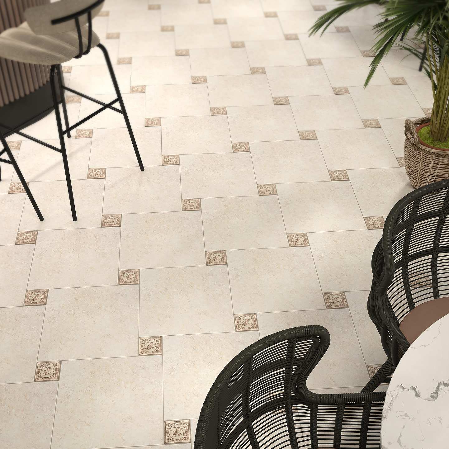 Керамин Раполано — керамогранитная плитка бежевая 10×10 см 84503911 STLM-0050703 - Вид №2