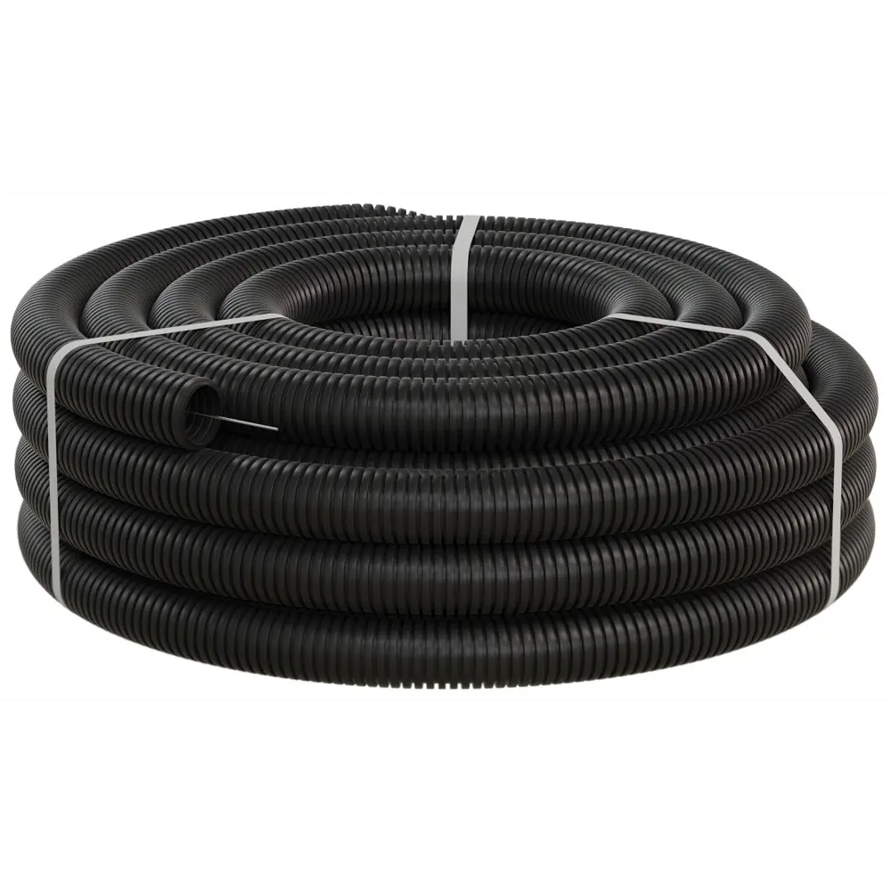 Труба гофрированная Экопласт ПНД D50 мм 15 м легкая цвет черный STLM-2170602 - Вид №1