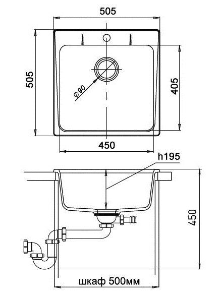 Кухонная мойка Кварц Ewigstein S97 GranFest G-50-S97 - Вид №1
