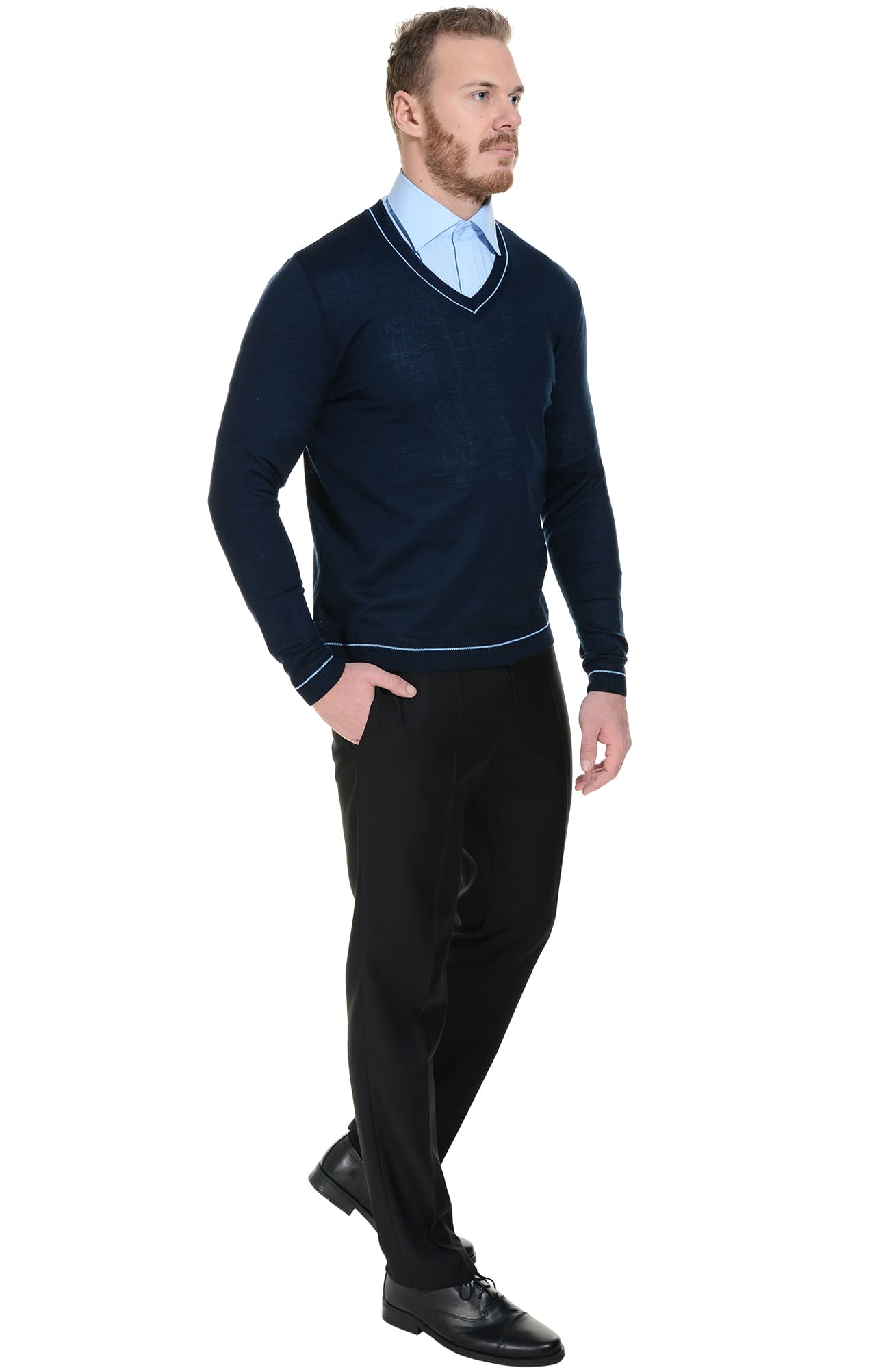 62572 Джемпер мужской темно-синий/голубой  Одежда для охранных структур  размер 48-50 Спецодежда  - Вид №6