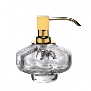 6606/SB-WAV-V6 Surya Crystal, дозатор низкий с помпой V6, цвет светлая бронза - стекло с эффектом волны