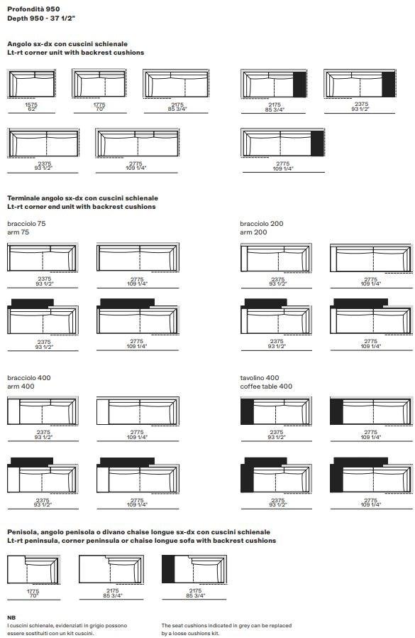 Poliform Мягкий угловой диван из ткани с шезлонгом Mondrian sun-id-1387269 - Вид №9