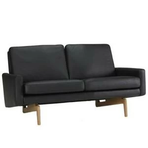 Диван двухместный Egsmark с мягкими подлокотниками, лакированный дуб, черный