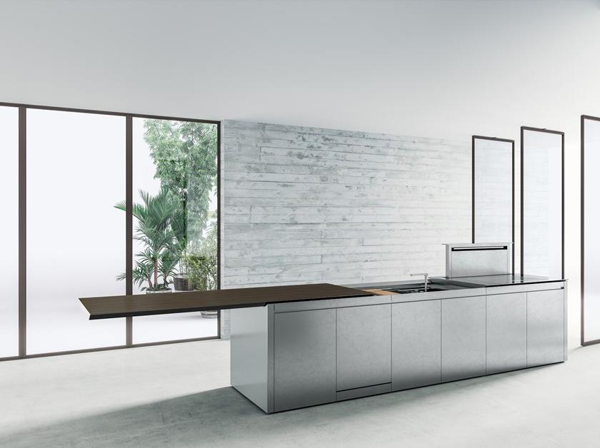 Boffi Кухня из нержавеющей стали и дерева с островом sun-id-1425941 - Вид №9