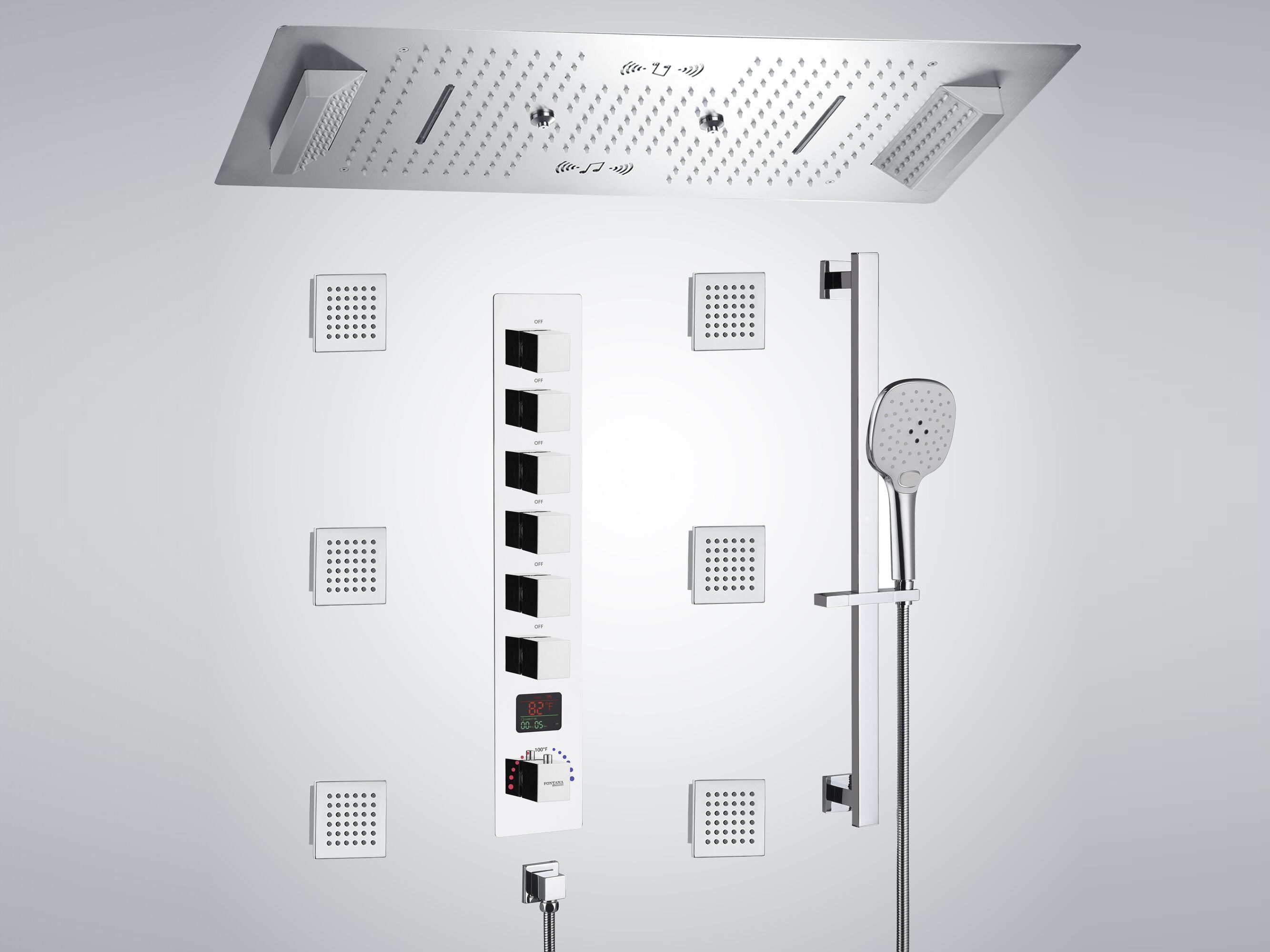 Светодиодный термостатический встраиваемый набор для душа Fontana Showers SERENITE ARCH-00130823
