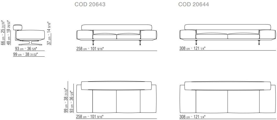 Flexform 2-х местный тканевый диван со съемным чехлом Wing sun-id-1495950 - Вид №4