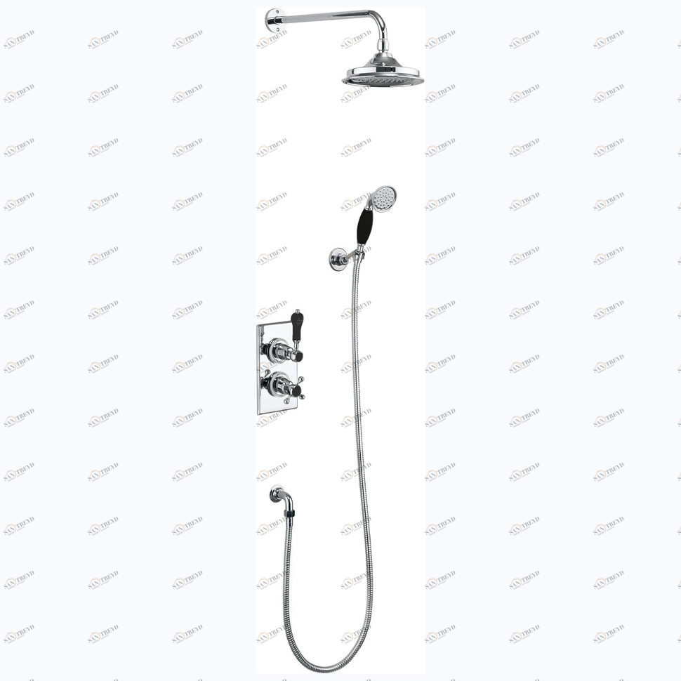 Душевая стойка c встроенным термостатом TF2S c душевой насадкой 9'', серия Black Trent Burlington TF2S BLA, V17/ARCV17 CHR