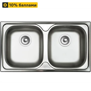 KROMRUS Двойная кухонная мойка 78×43,5 см с двумя чашами из нержавеющей стали 82261717