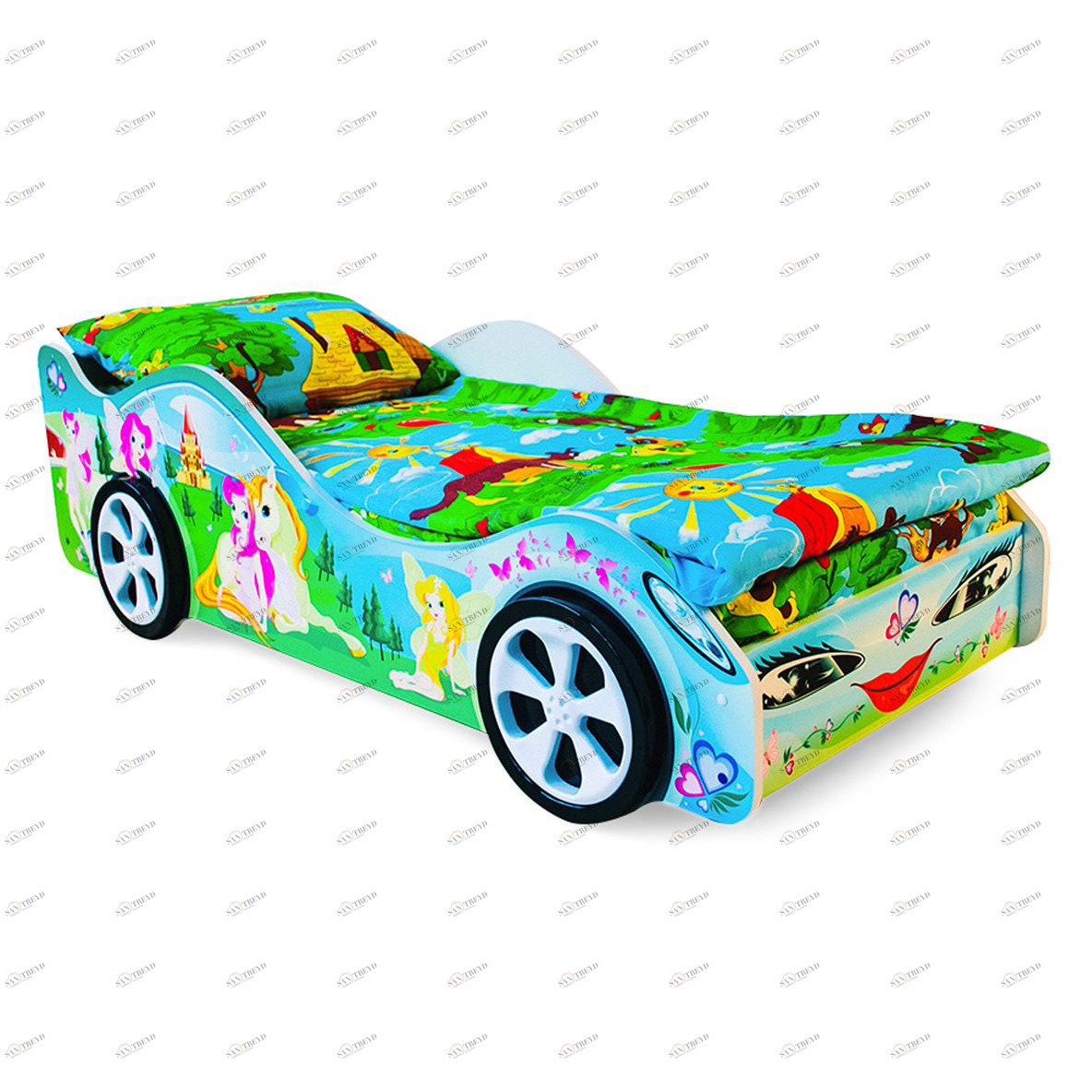 Детская кровать-машина "Принцесса" БЕЛЬМАРКО  326754 Зеленый;голубой Santreyd 