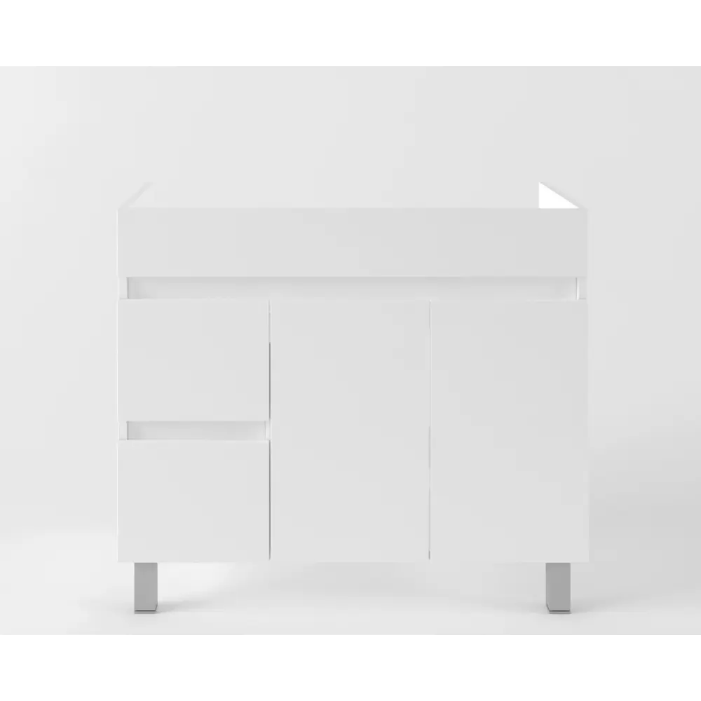 Тумба под раковину напольная Sensea Лайн Квадро 90 см цвет белый STLM-2141470