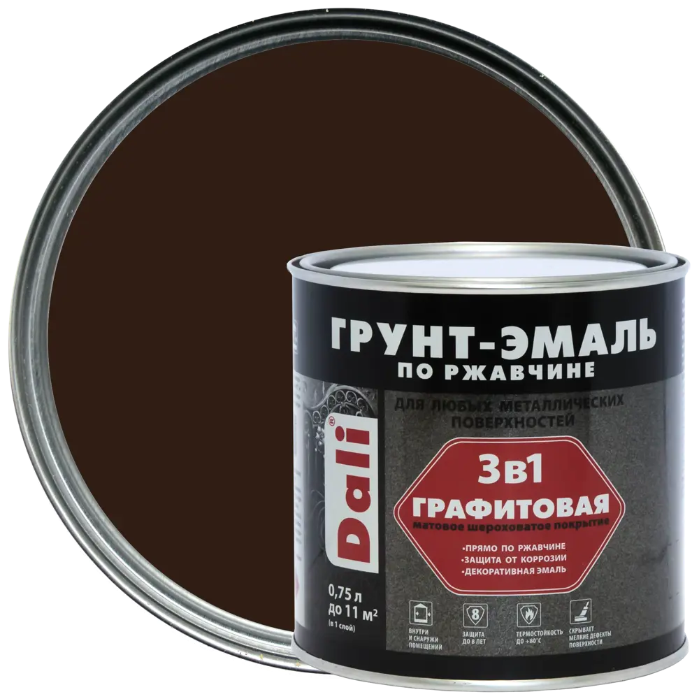 Грунт-эмаль по ржавчине 3 в 1 Dali графитовая цвет темная медь 0.75 л STLM-2164757