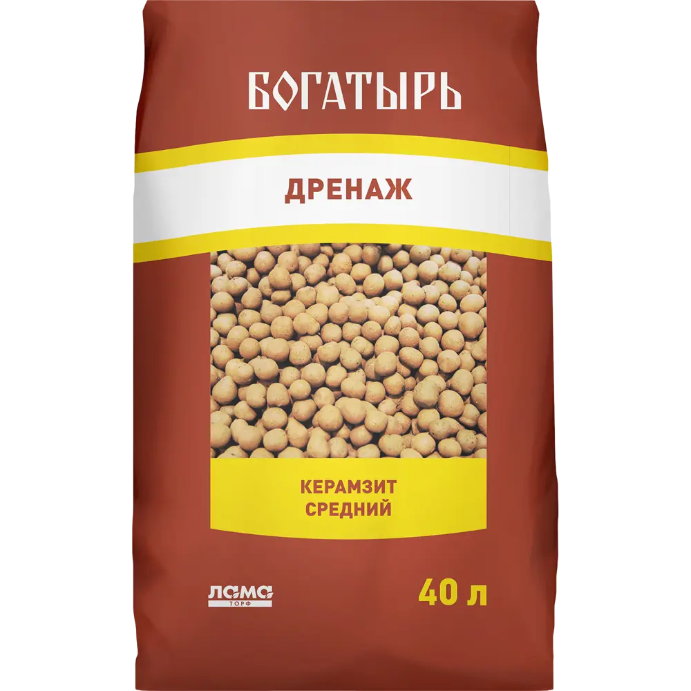 Керамзит Богатырь средний дренаж 40 л Лама Торф STLM-2143217