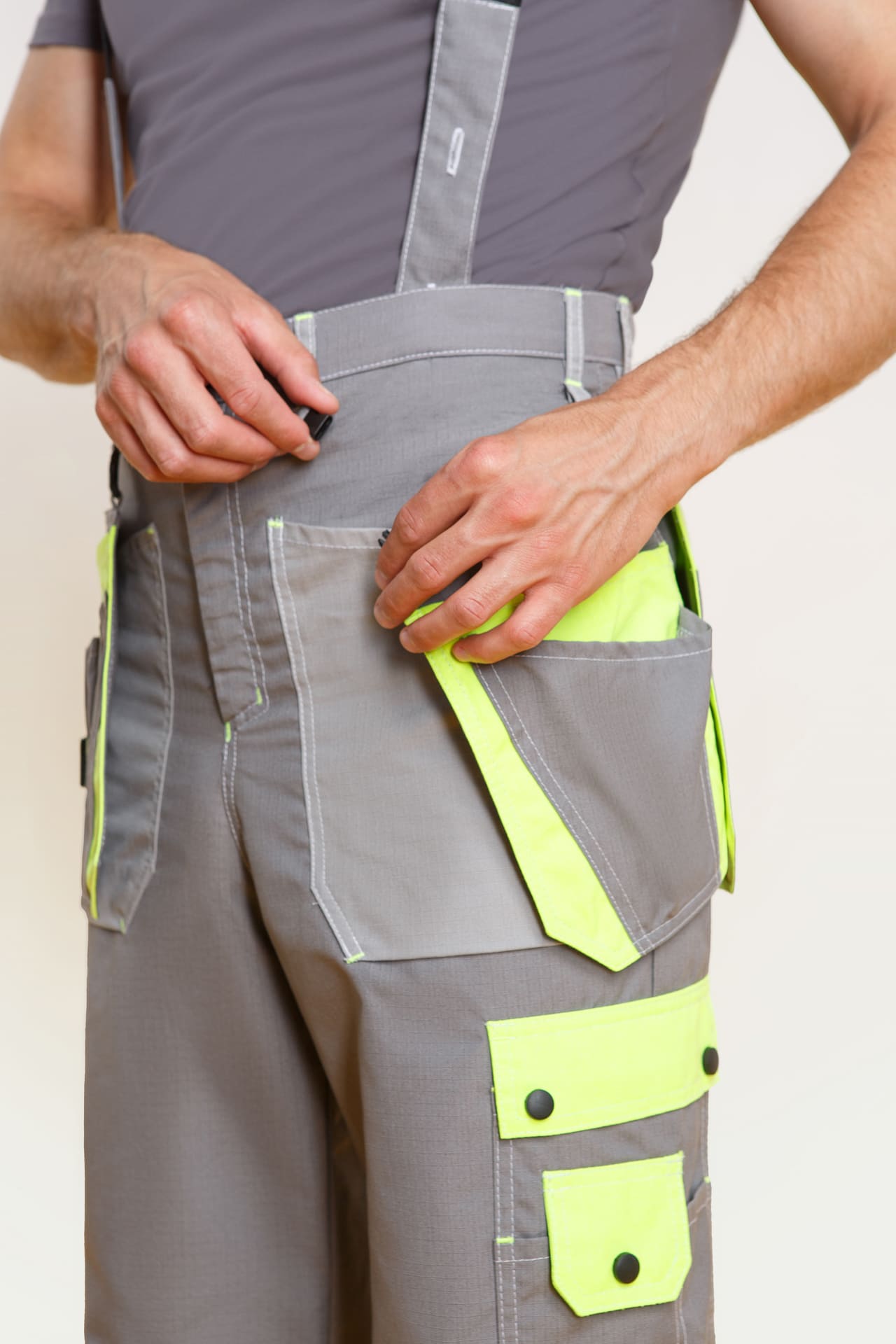 68818 Костюм "Прогресс" темно-серый светло-серый с лимонным  Летняя спецодежда  размер 52-54/182-188  - Вид №14