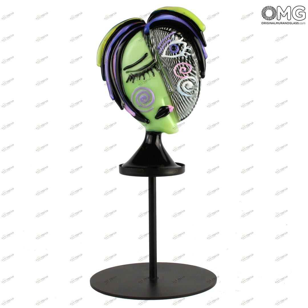 4417 ORIGINALMURANOGLASS Статуэтка в стиле Пикассо - зелёная - муранское стекло OMG 3 см PICASSO