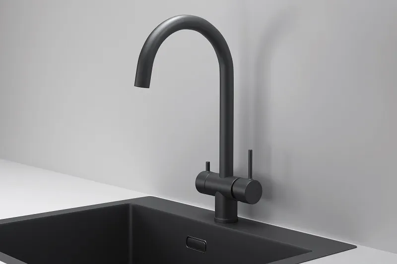 7104, ЧЕРНЫЙ МАТОВЫЙ, СМЕСИТЕЛЬ КУХОННЫЙ GRANULA Kitchen Space 7104-ST177