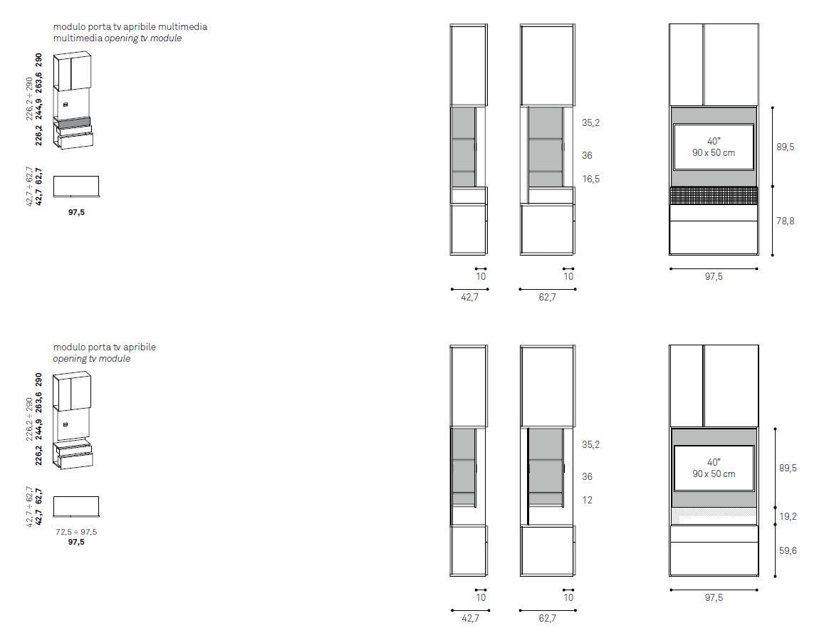 Шкаф с открывающейся ТВ-стойкой Caccaro Grafik ARCH-00036551 - Вид №4