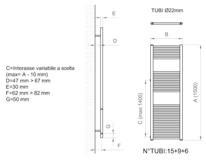 Настенный стальной полотенцесушитель с горячей водой Ercos Опера ARCH-00115055 - Вид №5