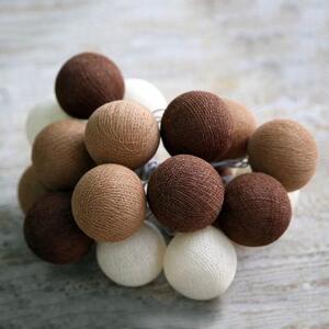 Гирлянда из хлопковых шариков от батареек на 20 лампочек кофейная