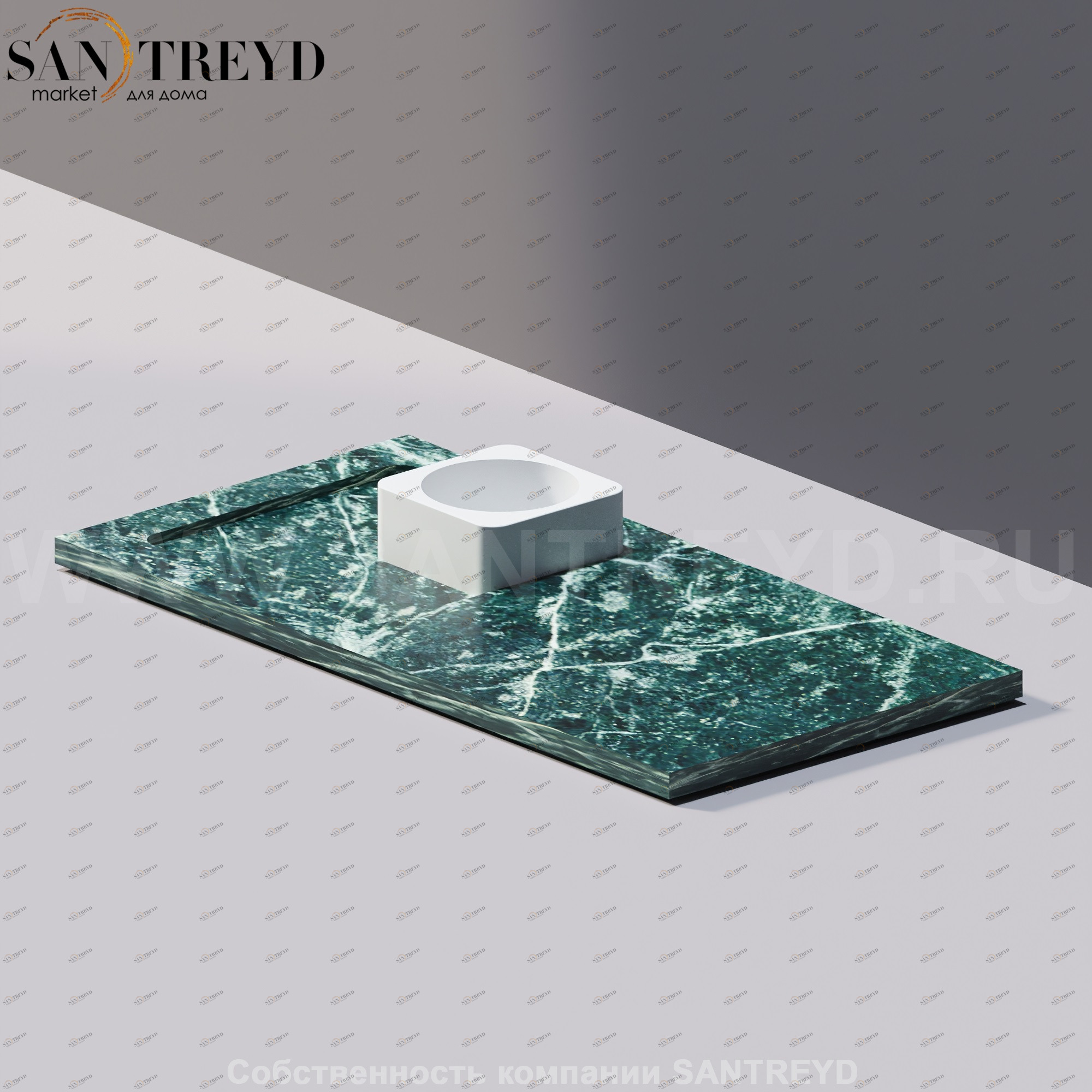 Agape SURF Мыльница / Универсальный лоток 20 см из зеленого мрамора ACOM627VP