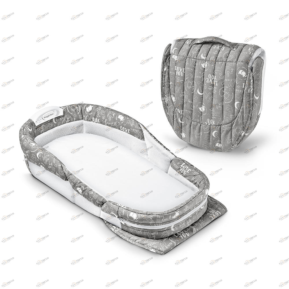 Складная кроватка ХL серая с надписями BABY DELIGHT  322591 Серый Santreyd 