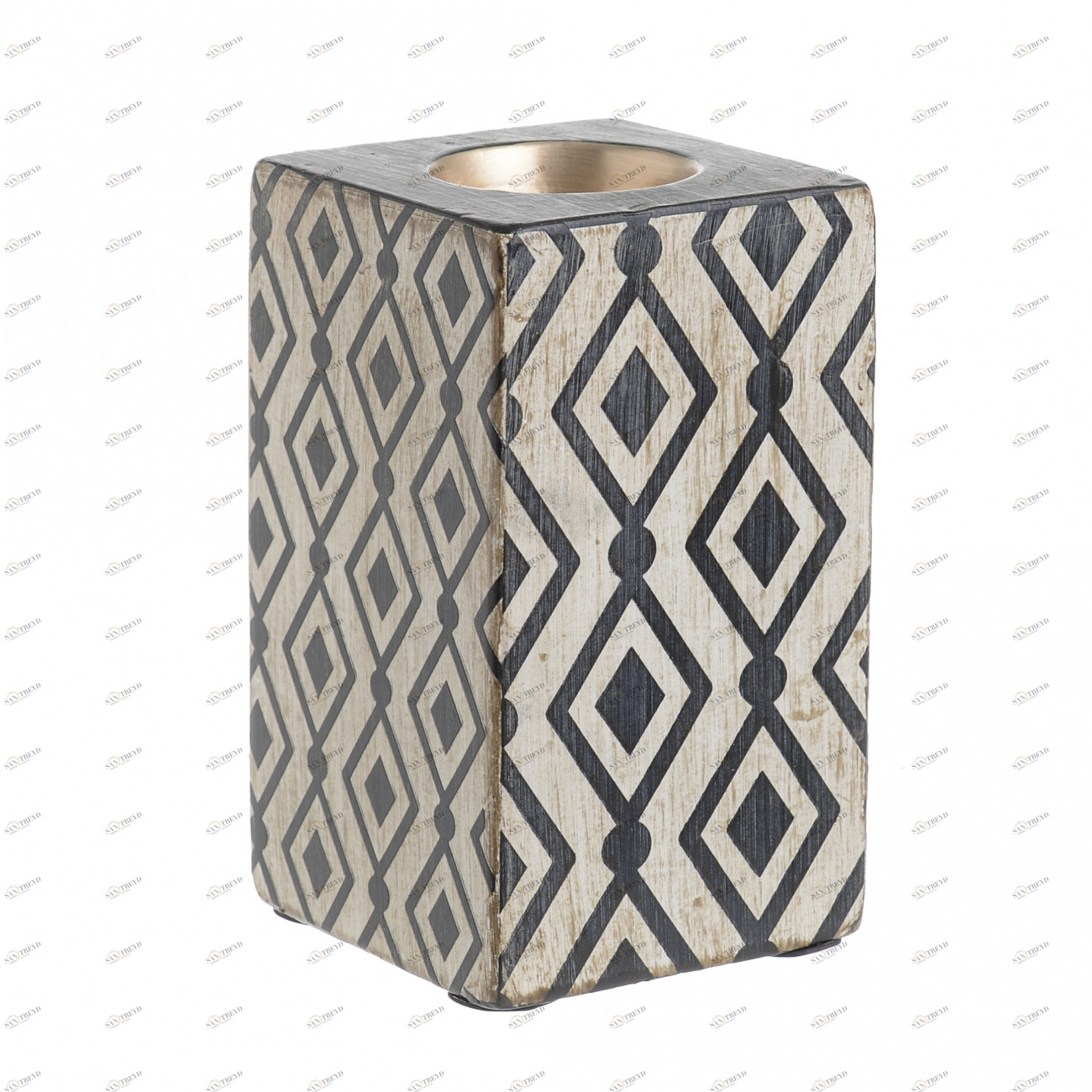 Подсвечник керамический квадратный на 1 свечу серый Black&White TO4ROOMS  213469 Серый 