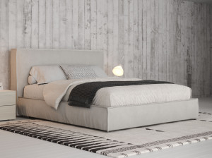 Двуспальная кровать для хранения ткани с мягким изголовьем