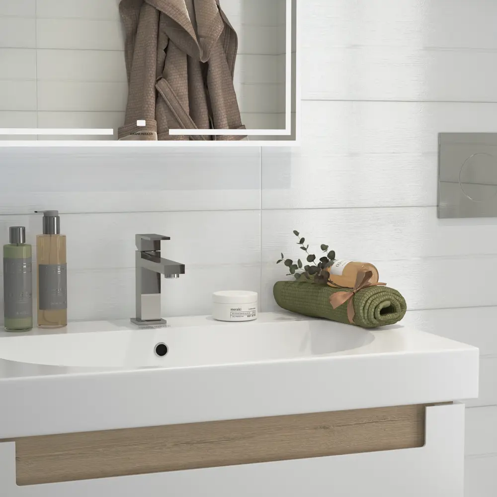 Плитка настенная Kerama Marazzi Сигма 20x60 см 1.2 м² глянцевая цвет белый полосы 87653866 STLM-2087081 - Вид №4