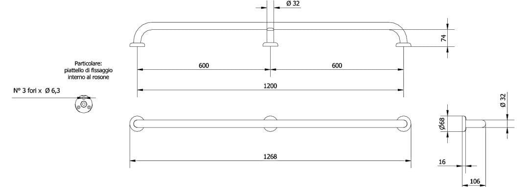 Фиксированная ручка для ванной комнаты из нержавеющей стали Thermomat нержавеющая сталь ARCH-00067861 - Вид №6