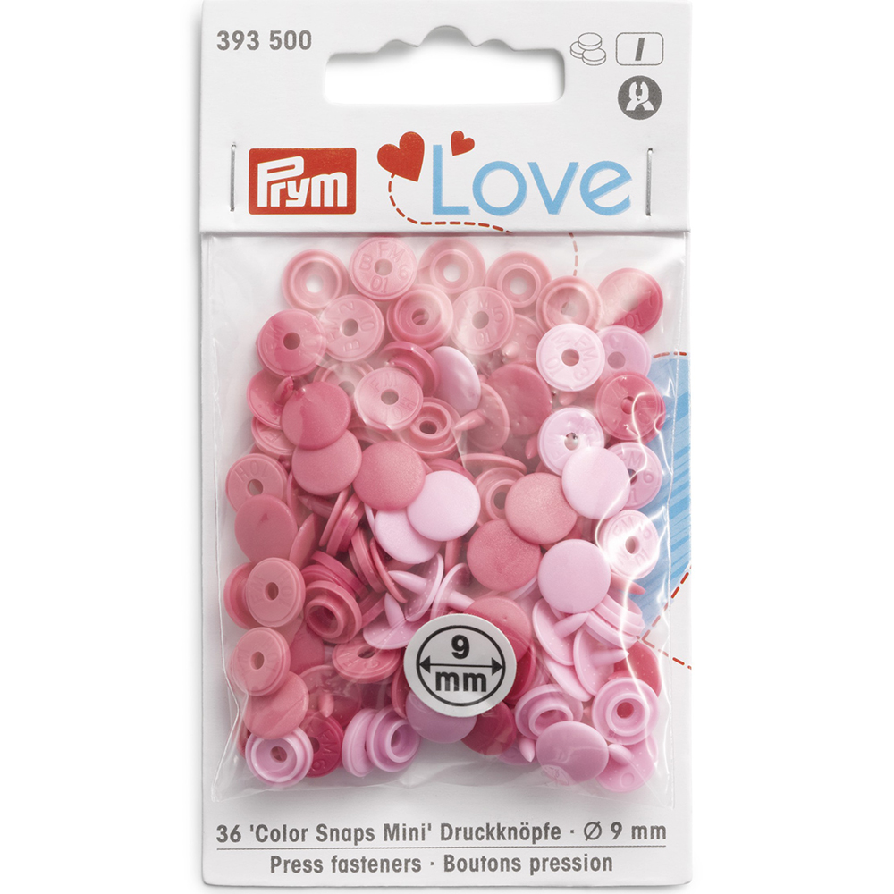 393500 Кнопка PL Color Snaps пластик d 9 мм 36 шт. розовые PRYM Prym Love 