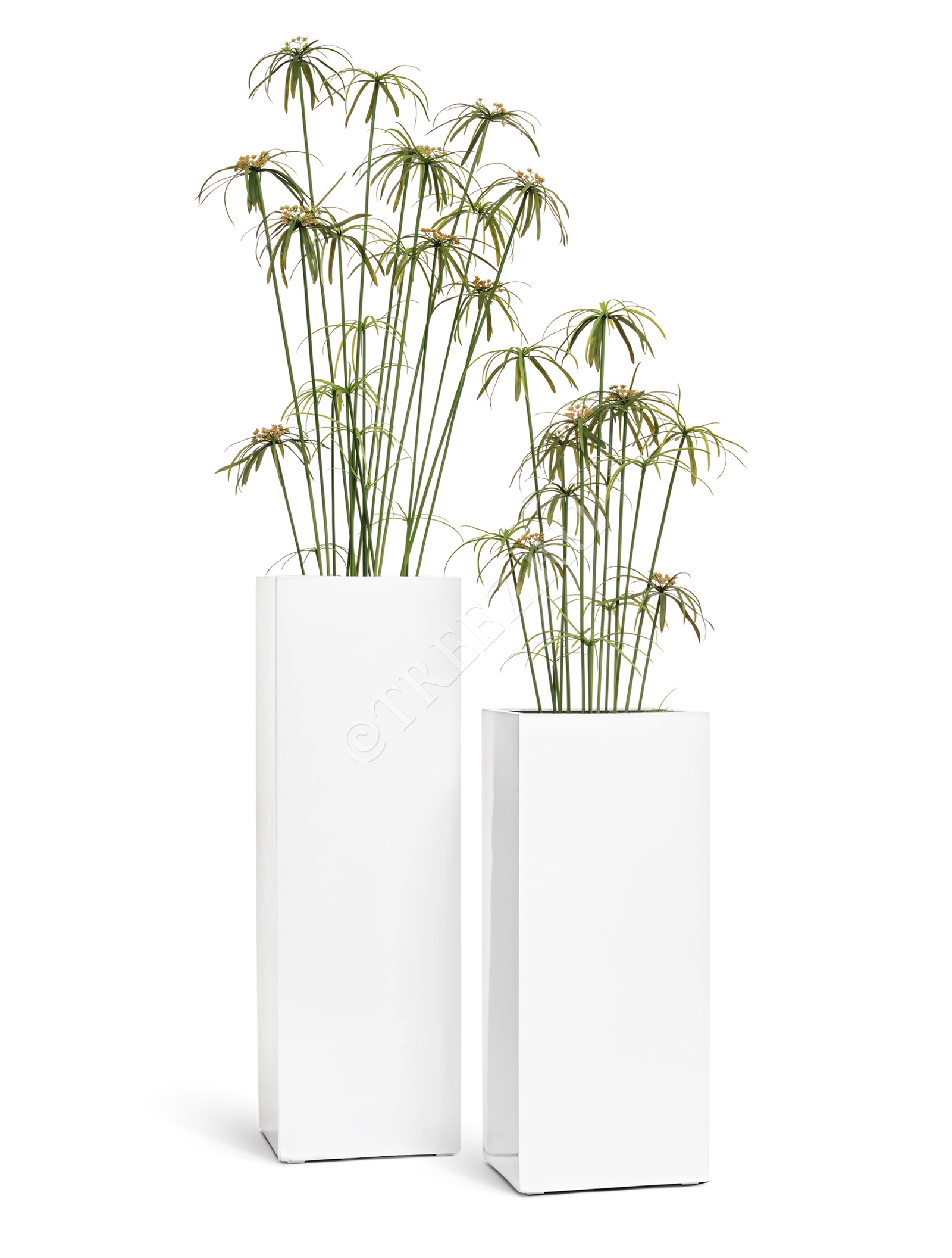 41.3320-05-034-WH-97 Кашпо  Effectory - серия Gloss - Высокий куб - Белый глянцевый лак Цветочная коллекция  - Вид №3