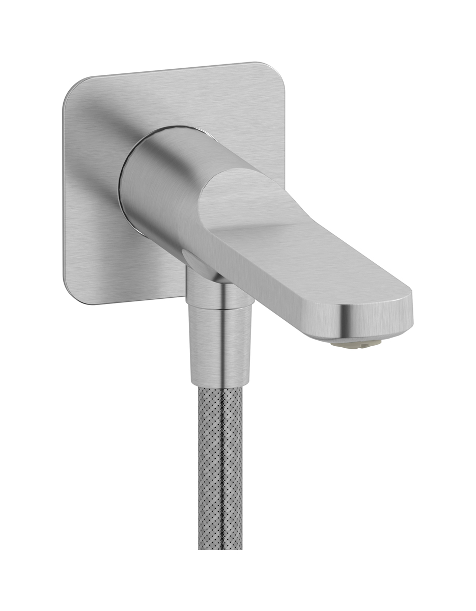 Настенный излив со встроенным дивертером и креплением для душевого шланга. WE ARE IB aa312ss Brushed Nickel TAAAC