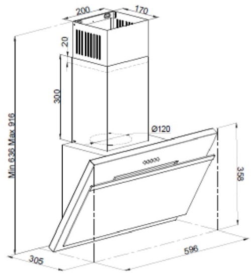 8163986 Вытяжка наклонная Simfer 8614SM черный/черный STDN-0027159 - Вид №11
