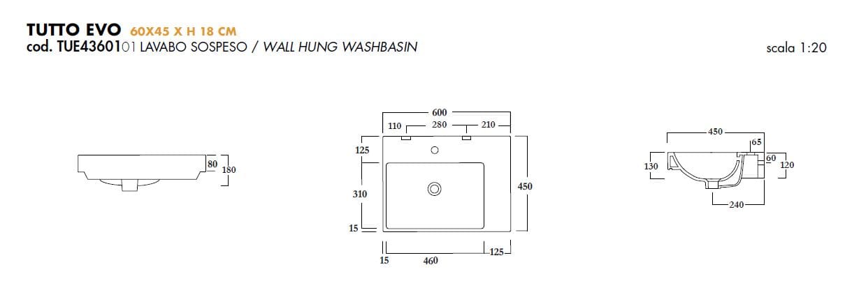Керамическая прямоугольная подвесная раковина Olympia Ceramica все evo ARCH-00066354 - Вид №2