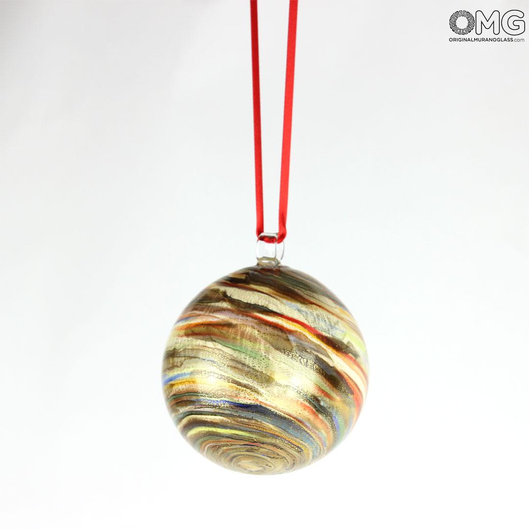 3678 ORIGINALMURANOGLASS Белый Ёлочный шар Фантазия - муранское стекло OMG  см  - Вид №1