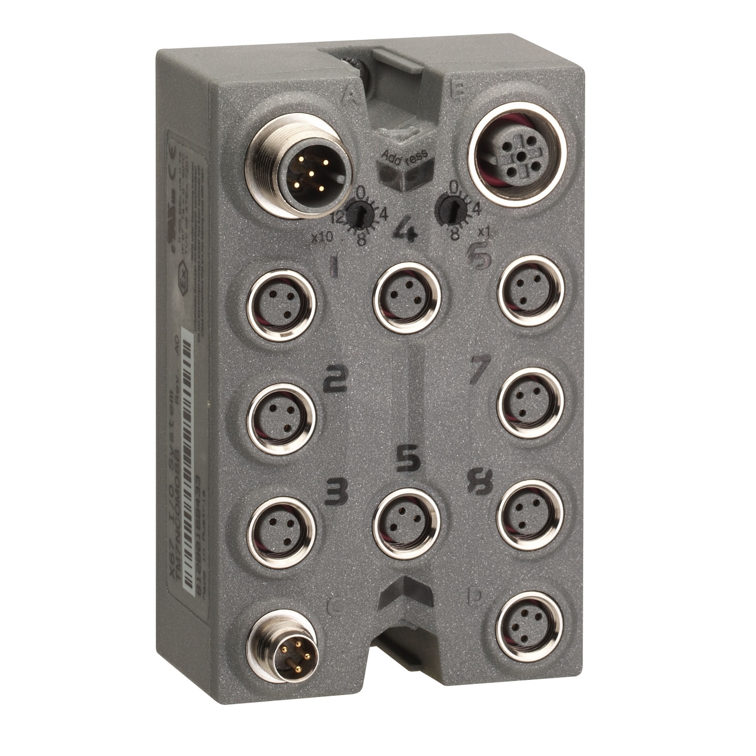 TM7NCOM08B Дискретный модуль CANopen IP 67, 8 вх/вых, разъемы М8 Schneider Electric OEM ПЛК Modicon 