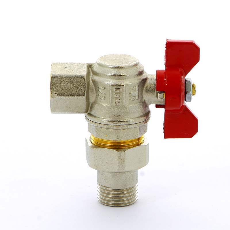 Кран шаровой НВ с разъемным соединением для коллектора бабочка TIEMME угловой 1/2" 2120008