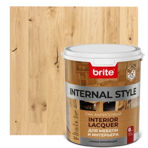 Акриловый лак BRITE Internal Style для мебели и интерьера, 2.5 л 86778515