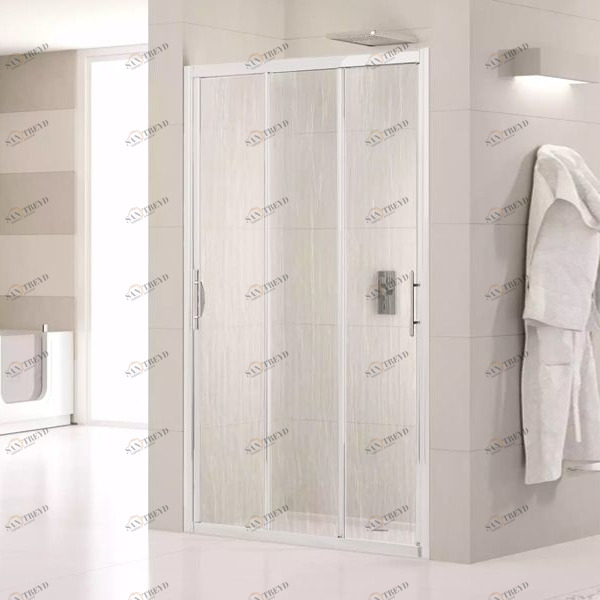 Двери в нишу 78 см LUNES P Novellini LUNES с белым профилем и стеклом "Вода" LUNESP722D